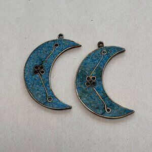 Vintage Turquoise 1.5" Crescent Earring Pendants